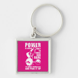 POWER. Women's Weightlifting Workout Motivational Keychain