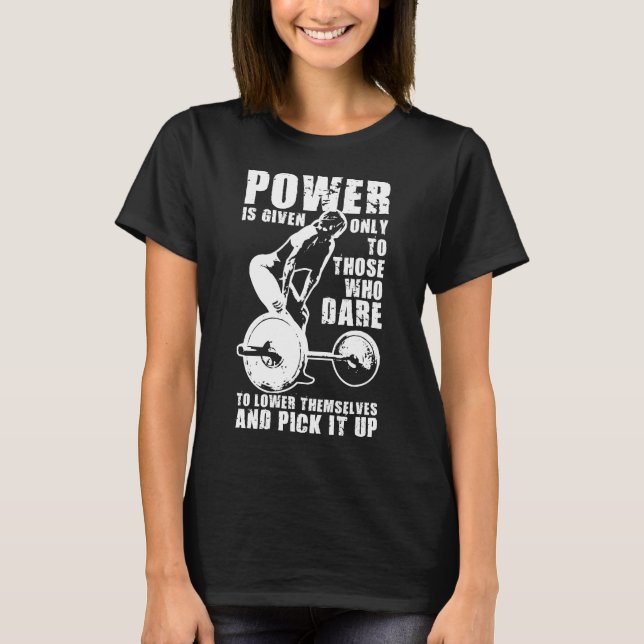 POWER. Women's Weightlifting Workout Motivational T-Shirt (Front)