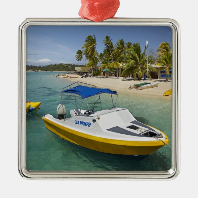 Powerboat and banana boat metal ornament (Front)