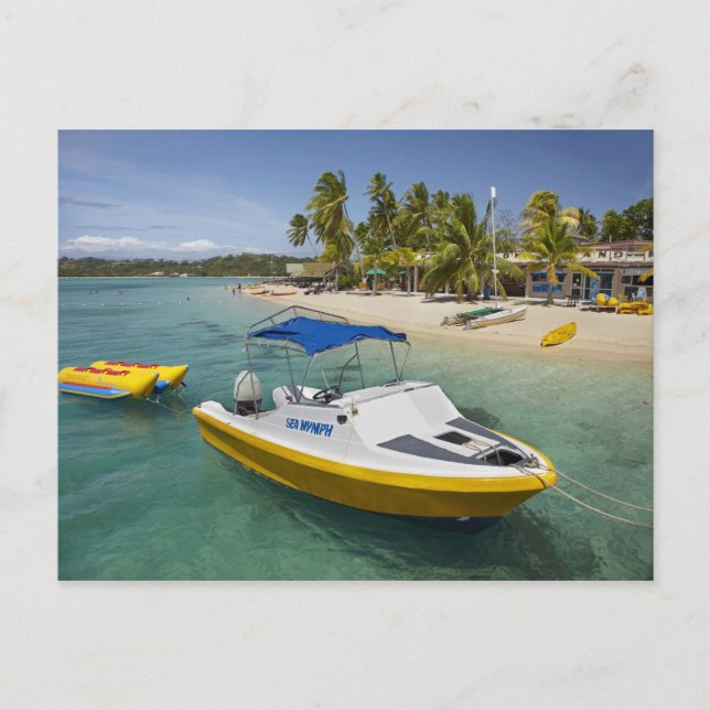 Powerboat and banana boat postcard (Front)