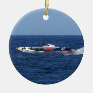 Powerboat Ceramic Ornament