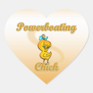 Powerboating Chick Heart Sticker