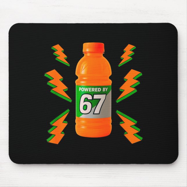 Powered By 67 Aura Energy Funny 6 7 Meme Six Seven Mouse Pad (Front)