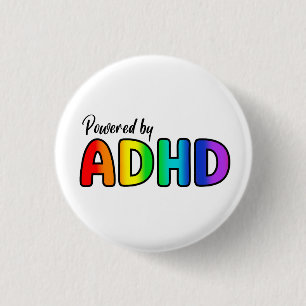 Powered by ADHD   Rainbow Typography 1 Inch Round Button