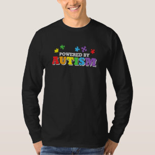 Powered by Autism Novelty Neurodiversity Rainbow I T-Shirt