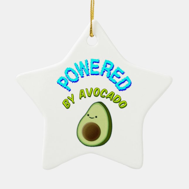 Powered By Avocado Ceramic Ornament (Front)