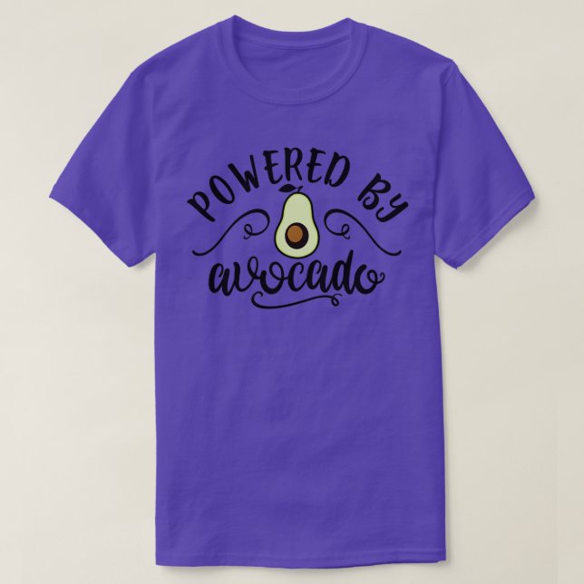 Powered By Avocado Funny For Vegans T-Shirt (Design Front)