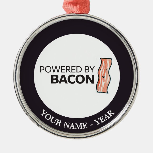 Powered by Bacon 2 Metal Ornament (Front)