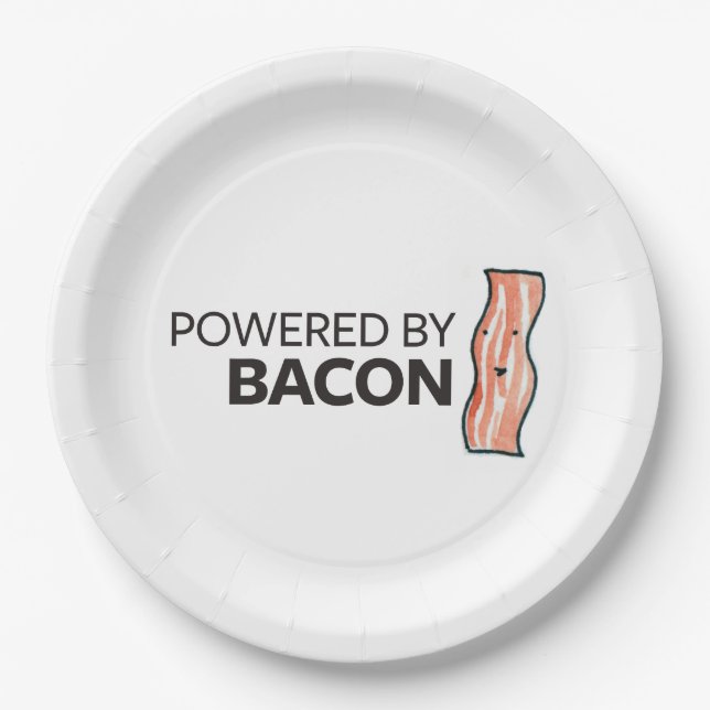 Powered by Bacon Paper Plate (Front)