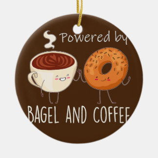 Powered by Bagel and Coffee Bagel lover Baking Ceramic Ornament
