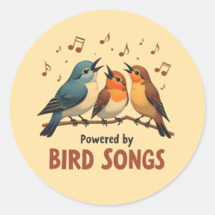Powered by Bird Songs Classic Round Sticker
