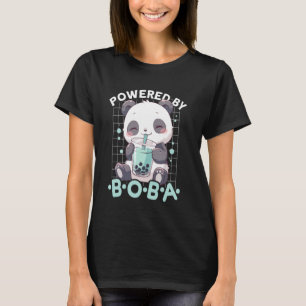 Powered by Boba Panda Kawaii Bubble Tea Anime Neko T-Shirt