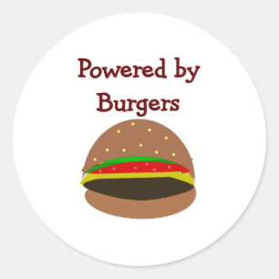 "Powered by Burgers"--funny Hamburger Lover Gifts Classic Round Sticker