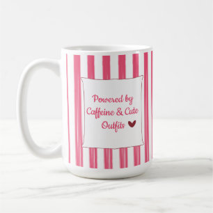 Powered by Caffeine and Cute Outfits Funny Pink  Coffee Mug