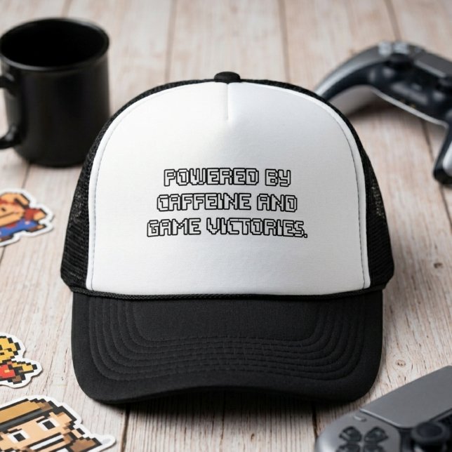 Powered By Caffeine And Game Victories Trucker Hat (Creator Uploaded)