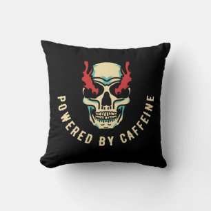 Powered by Caffeine - Skull Energy Throw Pillow
