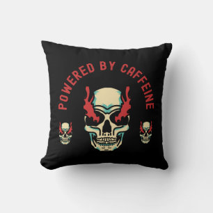 Powered by Caffeine - Skull Energy Throw Pillow