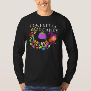 Powered By Candy Redhead Flying Witch Halloween Co T-Shirt