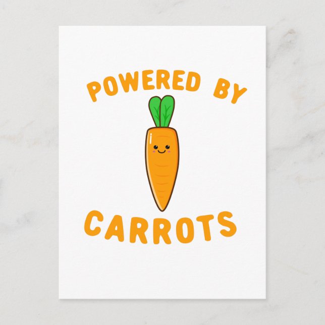 Powered By Carrots - Cute Kawaii Carrot Face Postcard (Front)