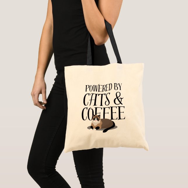 Powered by Cats and Coffee Tote Bag (Front (Product))