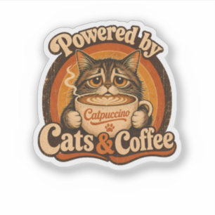 Powered by Cats and Coffee Vintage Cat Lover Gift