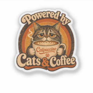 Powered by Cats and Coffee Vintage Cat Lover Gift