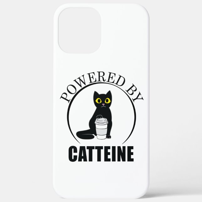 Powered by Catteine Funny Coffee Pun Caffeine Case-Mate iPhone Case (Back)