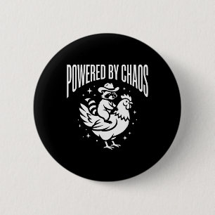 Powered By Chaos - Cute Star Vector Art - Raccoon 2 Inch Round Button