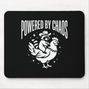 Powered By Chaos - Cute Star Vector Art - Raccoon Mouse Pad