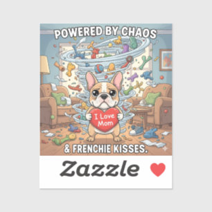 Powered By Chaos Frenchie Funny Dog Mom Gift