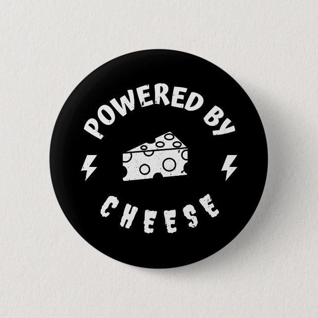 Powered By Cheese 2 Inch Round Button (Front)