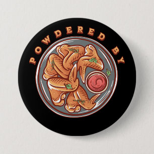 Powered by Chicken Wings 3 Inch Round Button