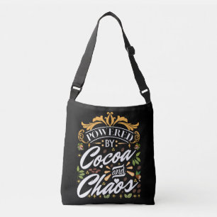 Powered by cocoa and chaos funny christmas gift  crossbody bag