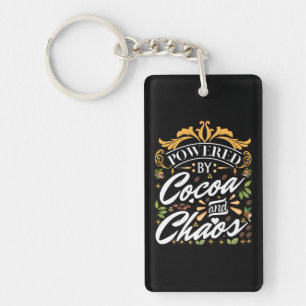 Powered by cocoa and chaos funny christmas gift keychain