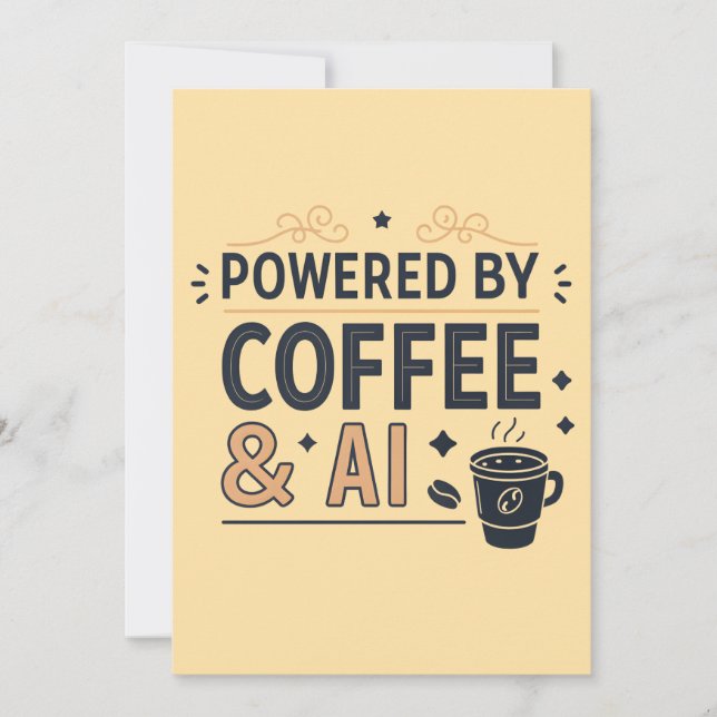 Powered by Coffee & AI Retro Tech Vector Holiday Card (Front)