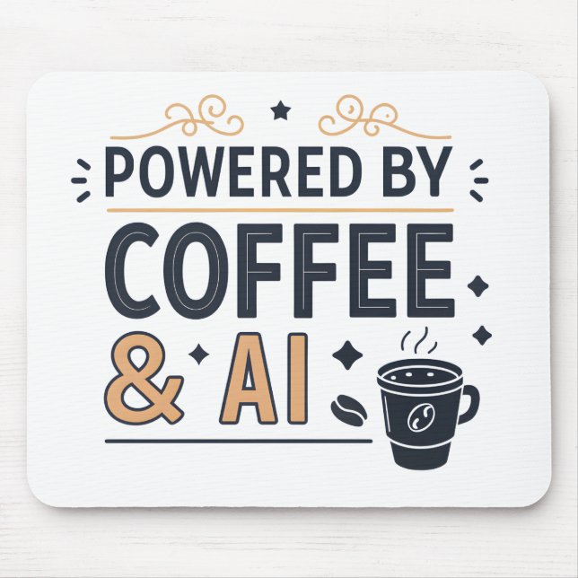 Powered by Coffee & AI Retro Tech Vector Mouse Pad (Front)