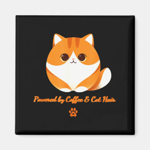 Powered by coffee & cat hair – funny orange ca magnet