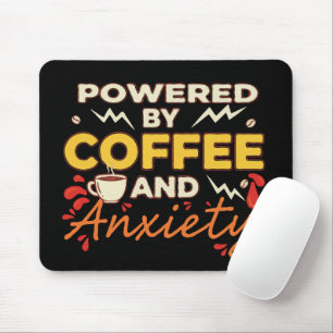 Powered by Coffee and Anxiety   Funny Retro Typogr Mouse Pad
