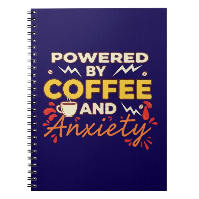 Powered by Coffee and Anxiety | Funny Retro Typogr Notebook (Front)
