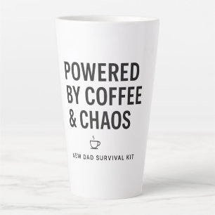 Powered by Coffee and Chaos New Dad Survival Kit Latte Mug