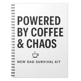 Powered by Coffee and Chaos New Dad Survival Kit Notebook