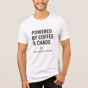 Powered by Coffee and Chaos New Dad Survival Kit Tri-Blend Shirt