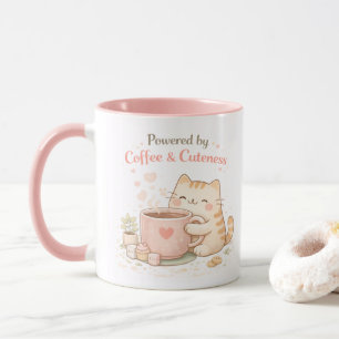 Powered by Coffee and Cuteness Cute Cat Sweet Pink Mug