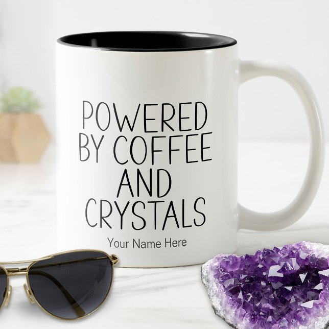 Powered By Coffee & Crystals Quote Metaphysical  Two-Tone Coffee Mug (Creator Uploaded)