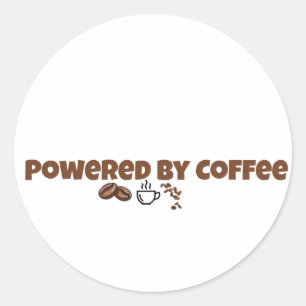 Powered By Coffee Cute Coffee Classic Round Sticker