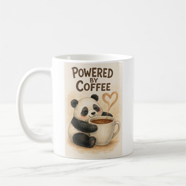 Powered by Coffee – Cute Panda Funny Mug (Left)