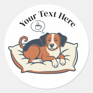 Powered by Coffee & Dog Dreams Classic Round Sticker