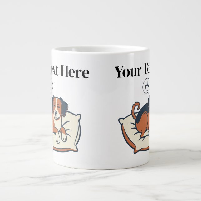 Powered by Coffee & Dog Dreams Large Coffee Mug (Front)