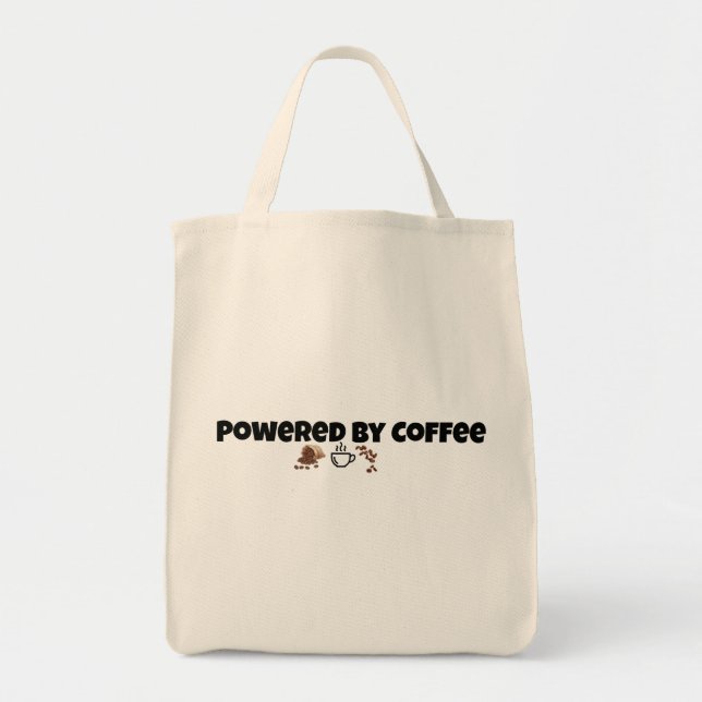 Powered By Coffee Funny Coffee Lover Tote Bag (Front)