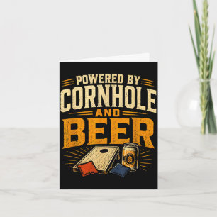 Powered by cornhole and beer funny tailgate card